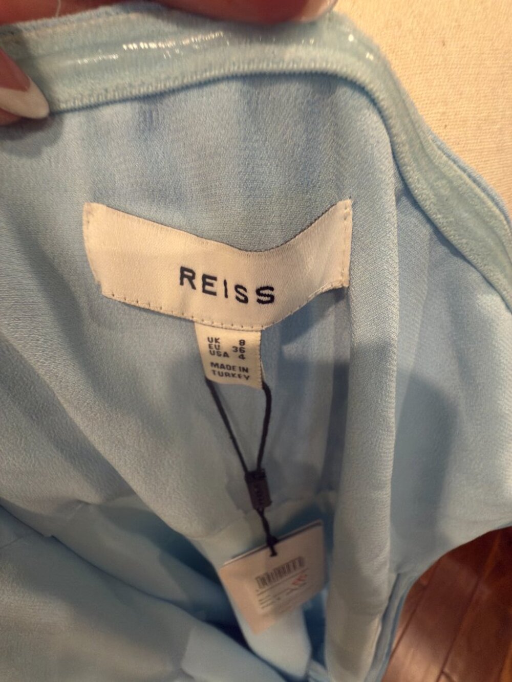 NWT Reiss Amber Light Blue Halter Maxi Dress UK 8 US 4 Open Back - Picture 5 of 5